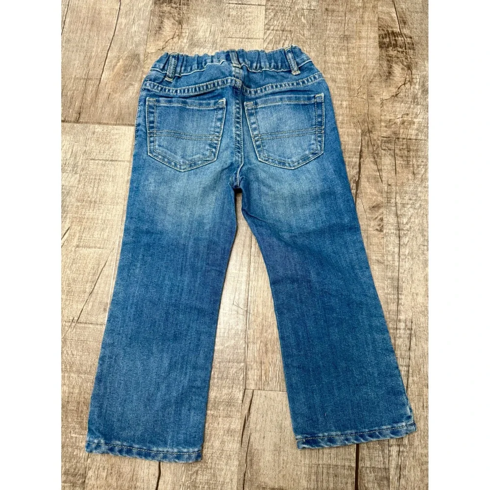 The Childrens Place Boys 3T Bootcut Jeans Medium Wash Adjustable Waist Denim